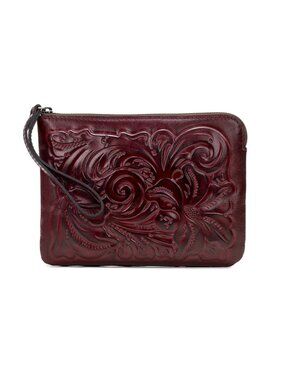PATRICIA NASH Women’s CASSINI Wristlet Tooled Floral, Magenta NWT
